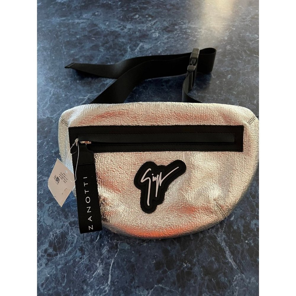 Giuseppe Zanotti Metallic Waist Pack Argento Silver $1550